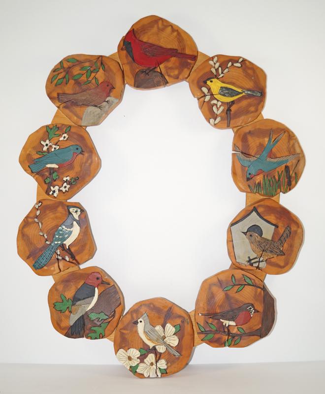 Vintage Painted Song Birds Wooden Folk Art Frame (1 of 6)