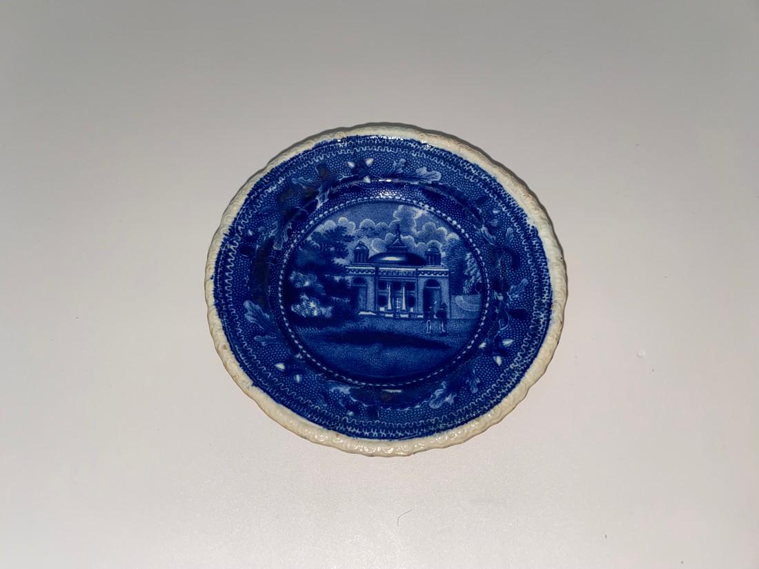 Historical Blue Staffordshire Philadelphia Staughton's Church Cup Plate (1 of 3)