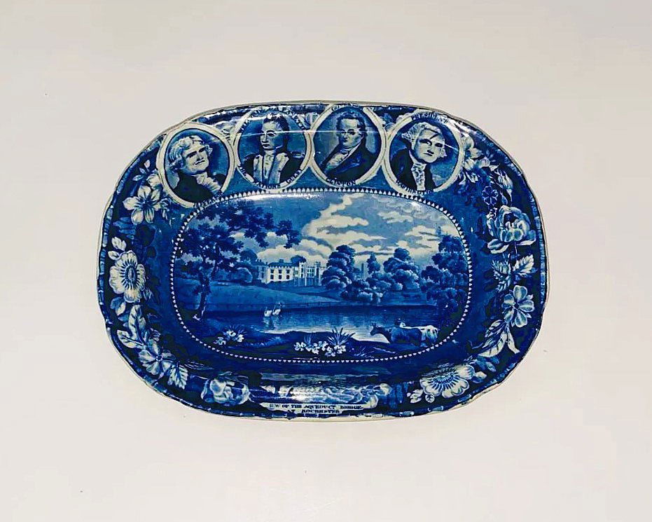 Extremely Rare 4 Medallion Enville Hall Staffordshire Open Vegetable Dish Historical Blue (1 of 11)