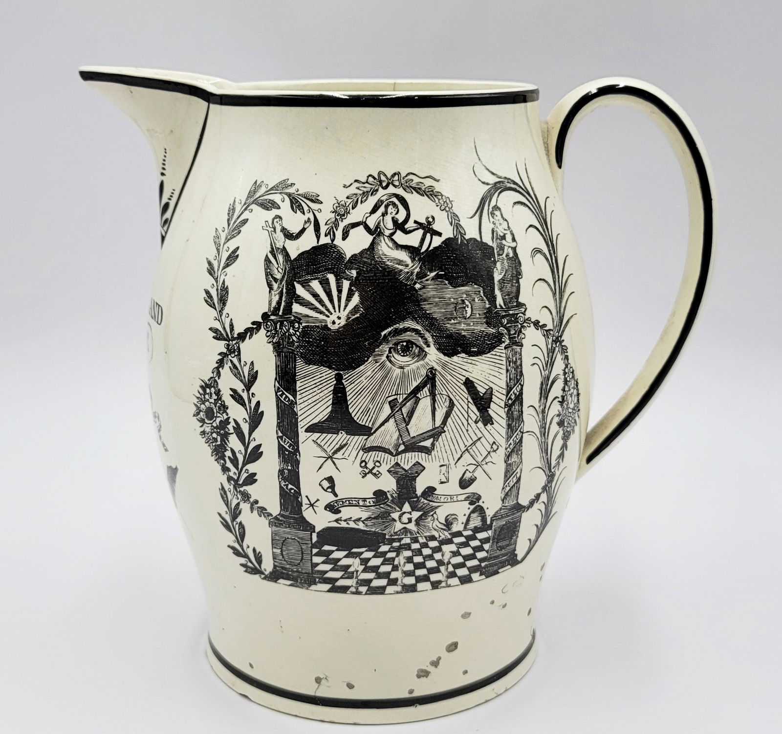 Creamware Liverpool Masonic Jug Pitcher Cumberland Lodge (1 of 6)