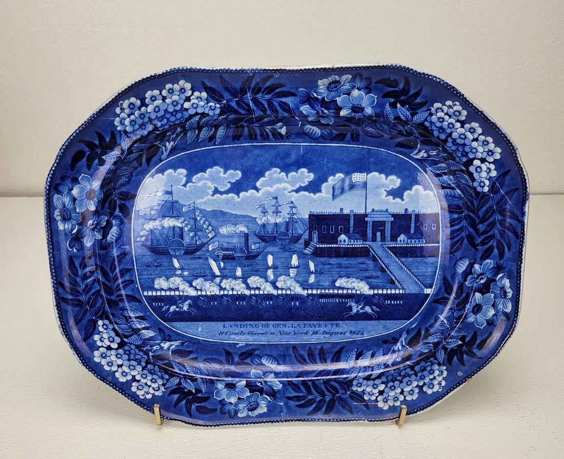 HISTORICAL STAFFORDSHIRE LANDING OF LAFAYETTE AT CASTLE GARDENS PLATTER (1 of 5)