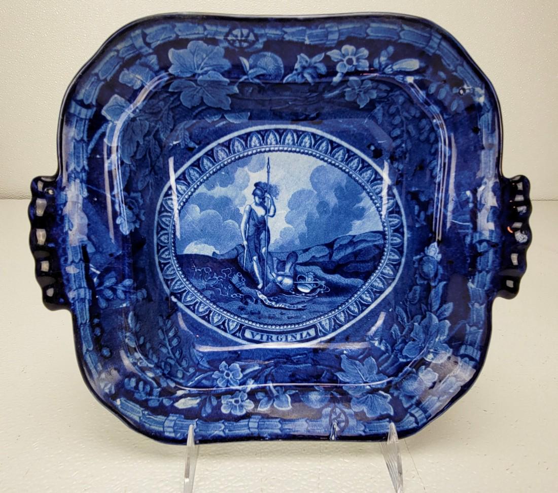 Arms of Virginia Open Vegetable Dish Mayer Historical Blue Staffordshire (1 of 7)