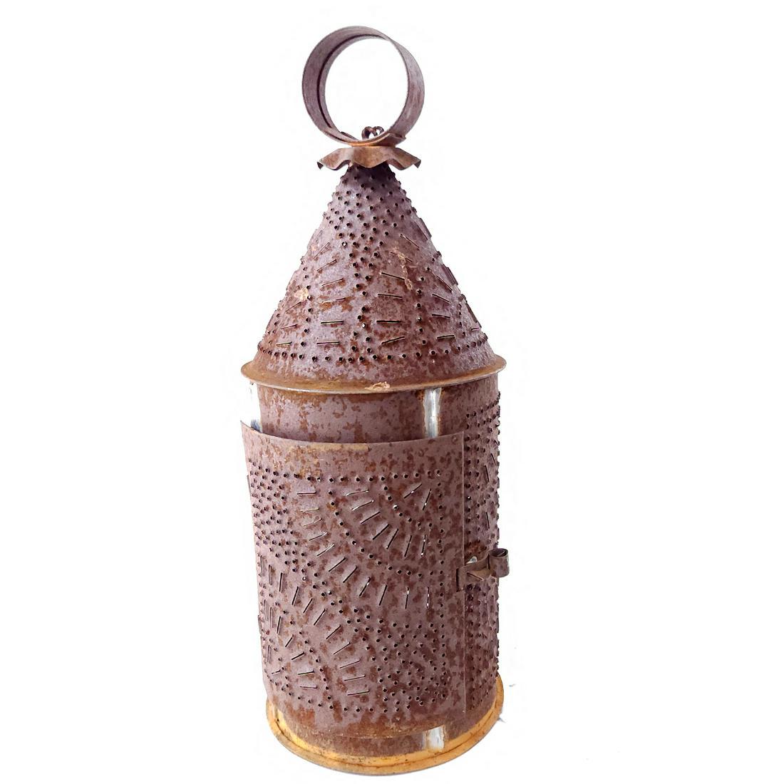 19th C American Punched Tin Lantern 13" (1 of 16)