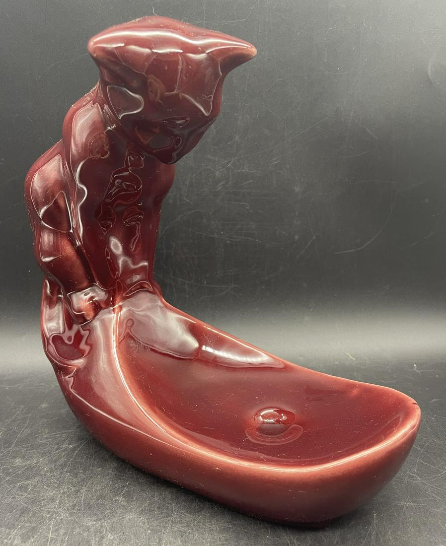 VINTAGE LARGE CAMARK/ROYAL HAEGER RED CAT FISH BOWL STAND/ HOLDER: Title: VINTAGE LARGE CAMARK/ROYAL HAEGER RED CAT FISH BOWL STAND/ HOLDER Date/Period: UNKNOWN Dimension: APPROX 8.5 X 4 X 8 Material: CERAMIC Additional Information: VINTAGE LARGE CAMARK/ROYAL HAEGER