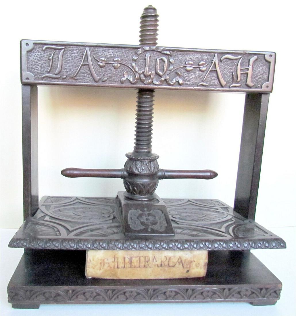 1809 AMAZING UNIQUE HAND CARVED ROSEWOOD BOOK PRESS antique BOOKBINDING (1 of 12)