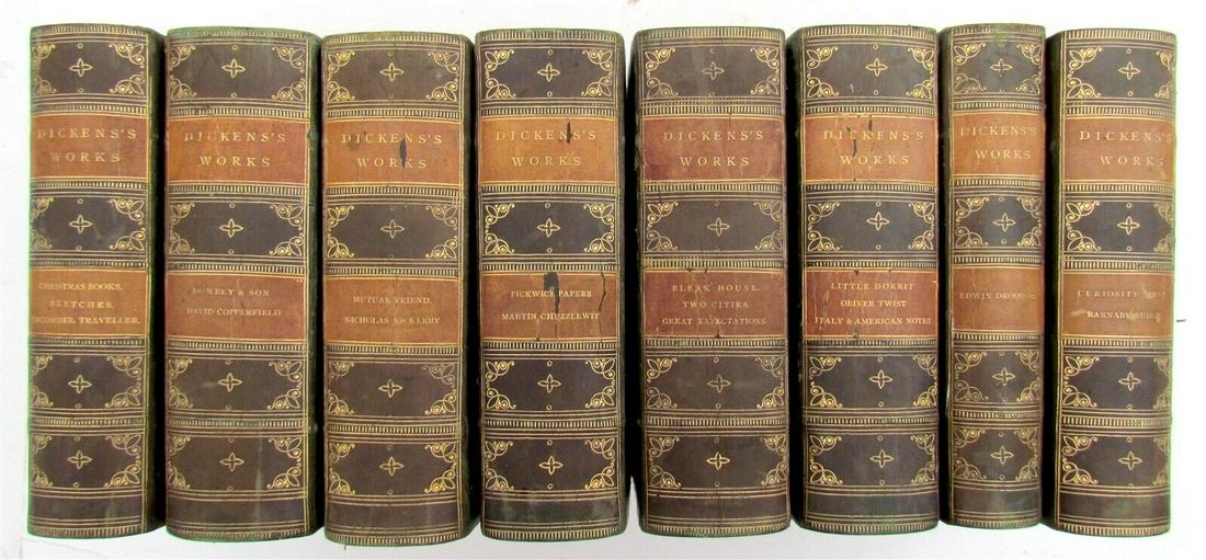 1871 CHARLES DICKEN'S WORKS 8 volumes antique illustrated (1 of 12)