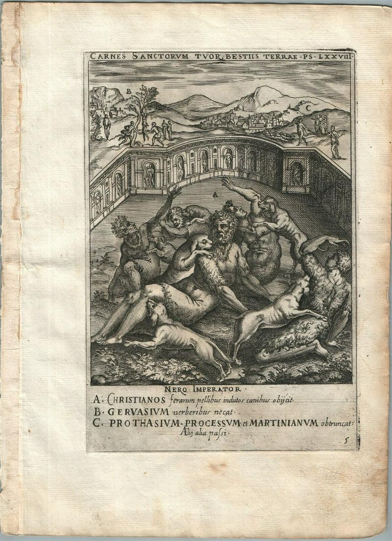 1585 ENGRAVING MARTYRDOM SCENE by CAVALIERI Ecclesiae militantis triumphi # 5 (1 of 2)
