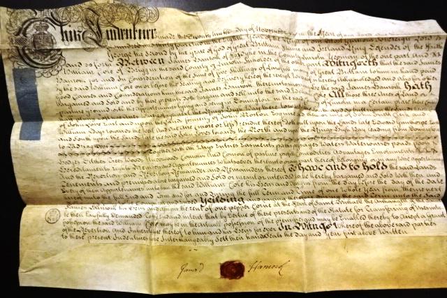 1734 Fine English Vellum Deed Red Wax Seal (1 of 4)