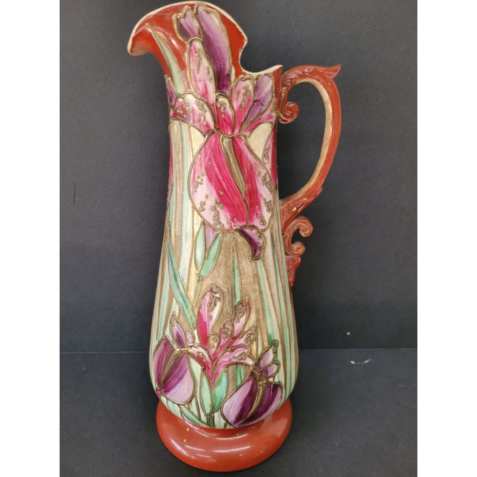 Vintage Japan Iris Vase Pitcher Art Pottery Ceramic Flower 1920's (1 of 5)