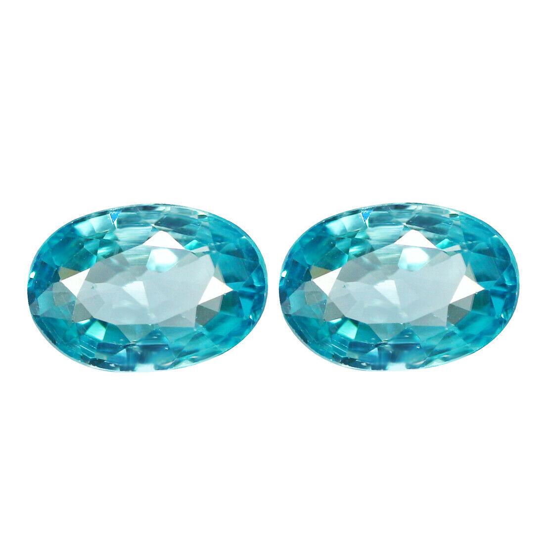 2.37 ct AAA blue zircon pair 7x5 mm (1 of 2)