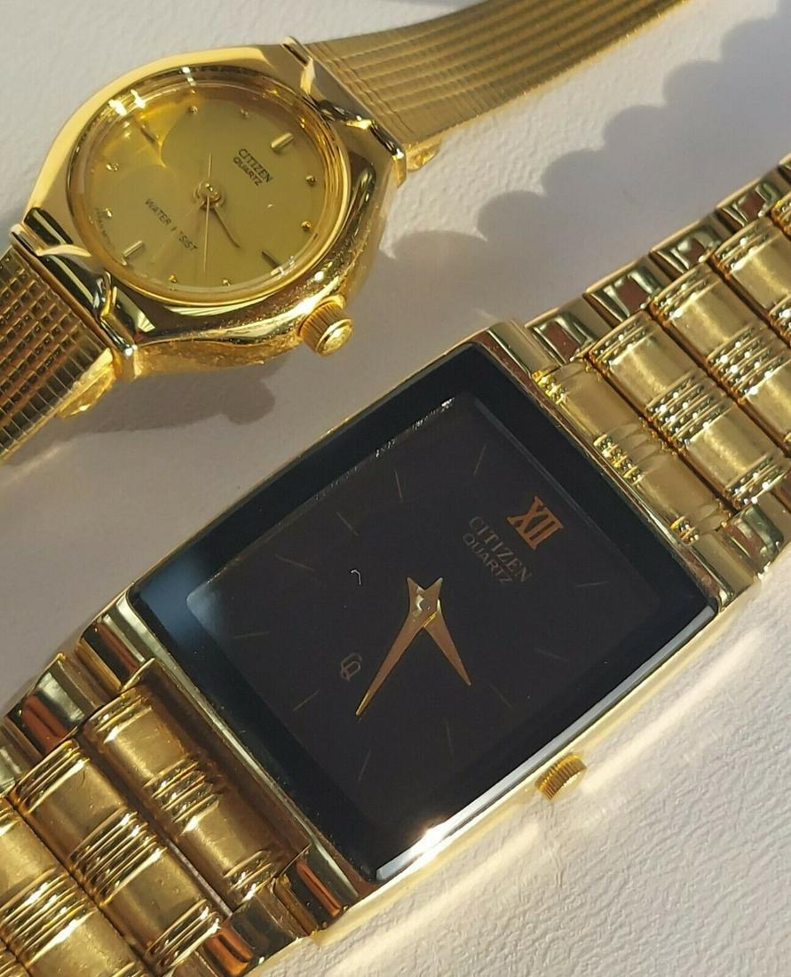 CITIZEN SET OF TWO COCKTAIL WATCHES FOR MEN AND LADIES VERY ELEGANT: CITIZEN SET OF TWO COCKTAIL WATCHES FOR MEN AND LADIES New Battery. Recently Cleaned. Good Condition. Natural Wear **AS IS** Citizen Mens Quartz Watch 6020-G08334 Rectangle Case 25mm X 29mm. Stainless