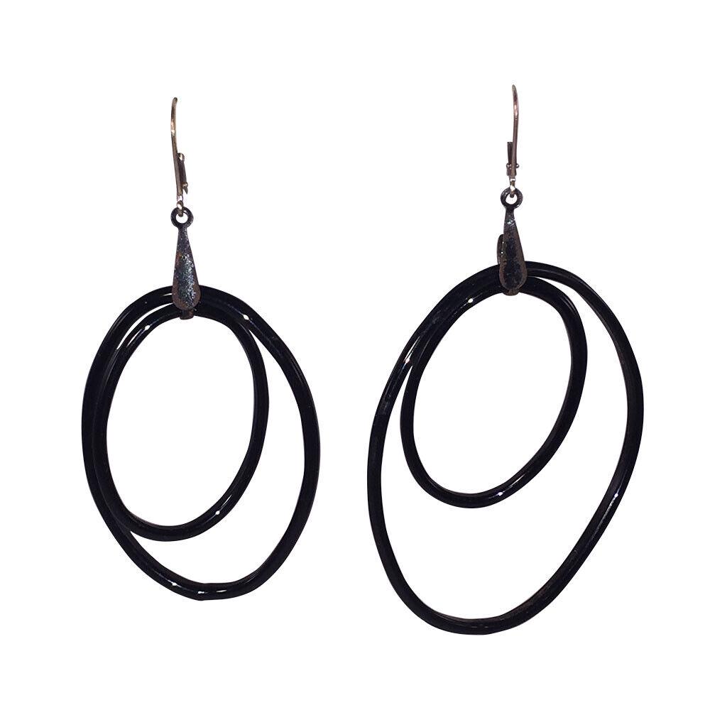 Alberto Juan French Jet Sterling Hoop Dangle Earrings (1 of 3)