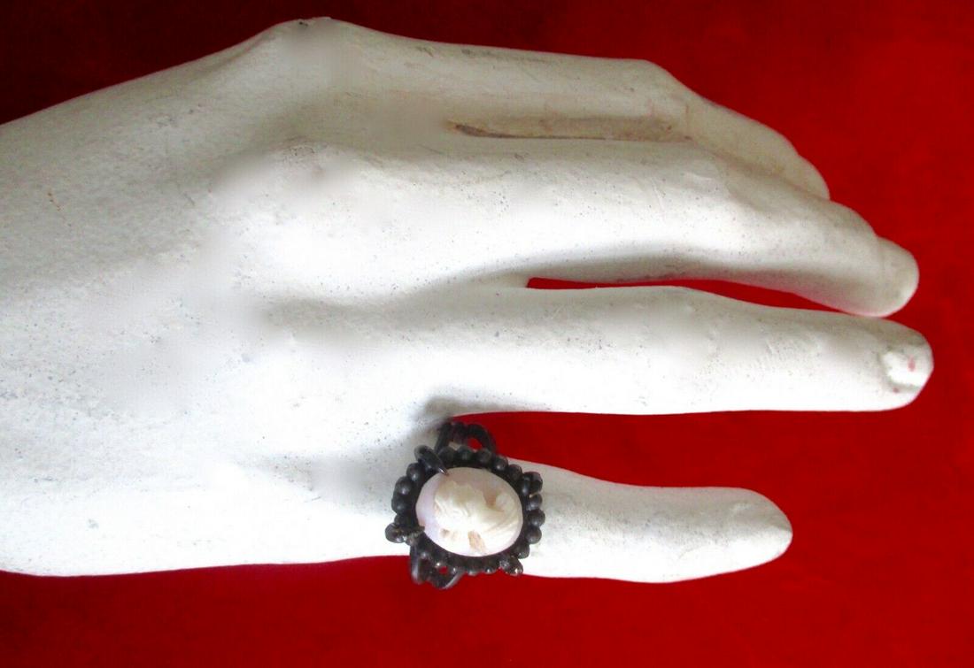 Antique Natural Hand-Carved Shell Cameo Adjustable Ring/Boho/Shabby Chic/Hippie (1 of 7)