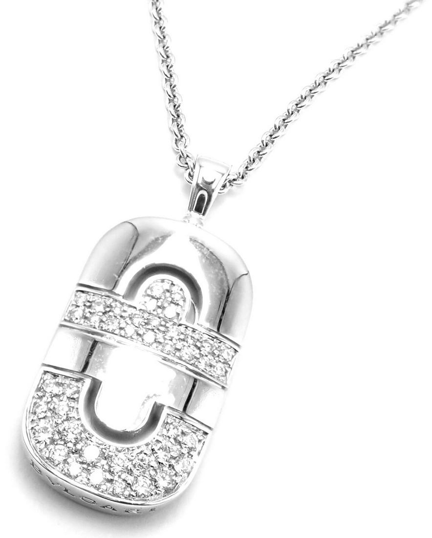 Authentic! Bulgari Bvlgari Parentesi 18k White Gold Diamond Pendant Necklace (1 of 11)