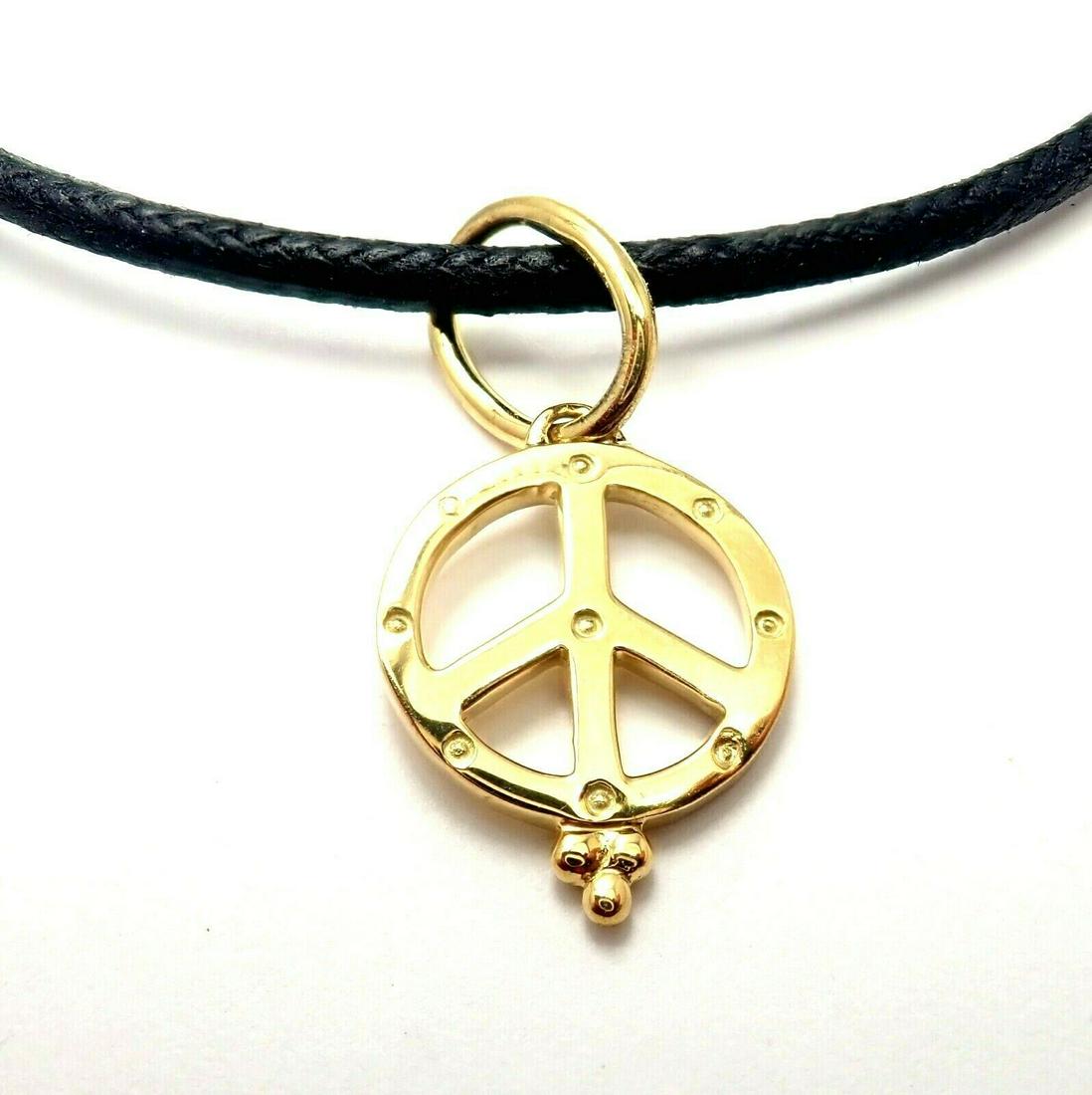 Temple St Clair 18k Peace Symbol Charm Cord Bracelet (1 of 4)