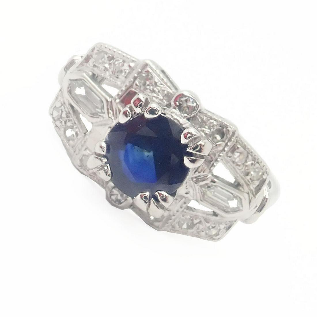 Vintage Estate Platinum Diamond Sapphire Art Deco Ring (1 of 4)