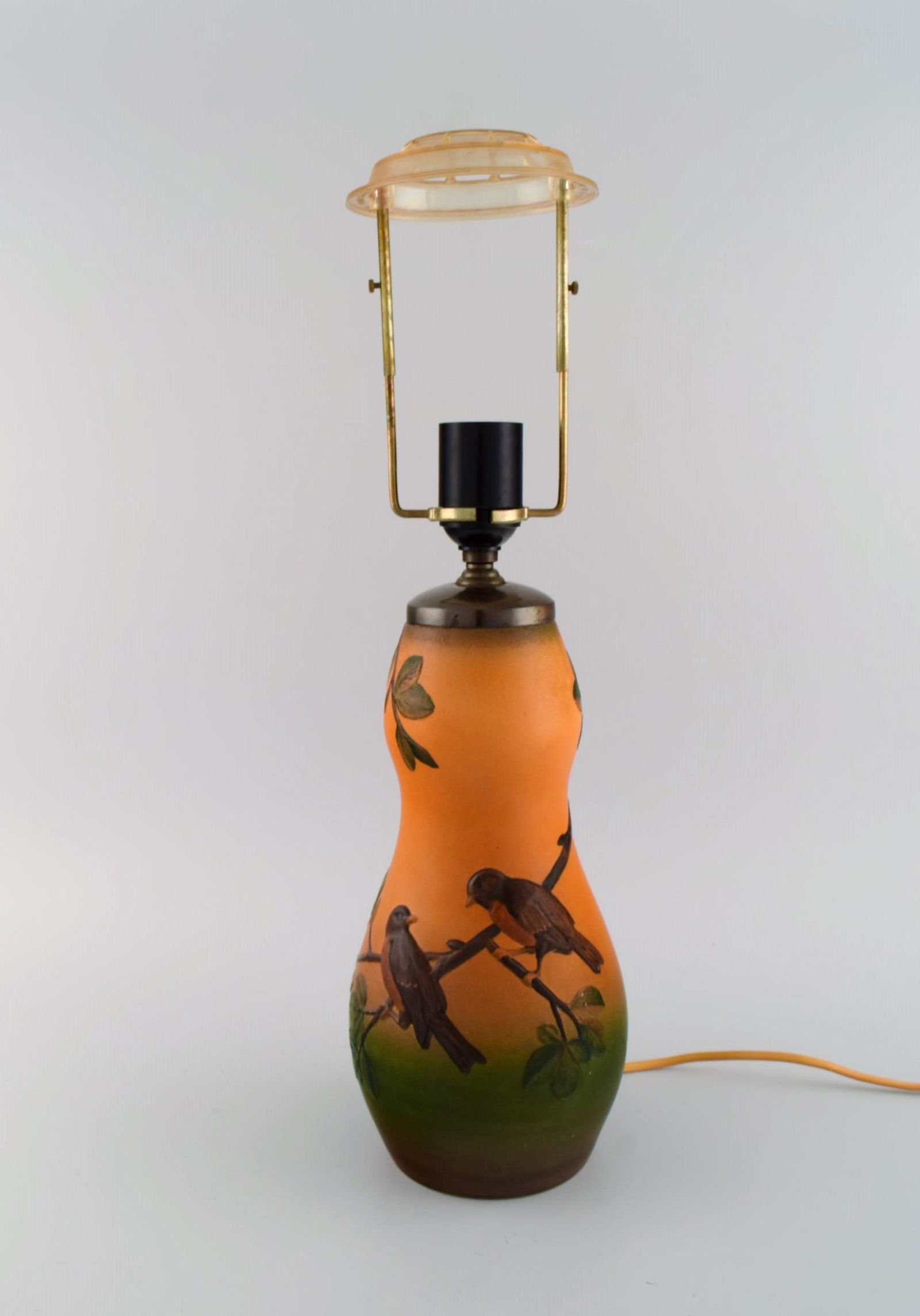Ipsen's, Denmark. Table lamp in glazed ceramics with hand-painted birds, branches and foliage. (1 of 8)