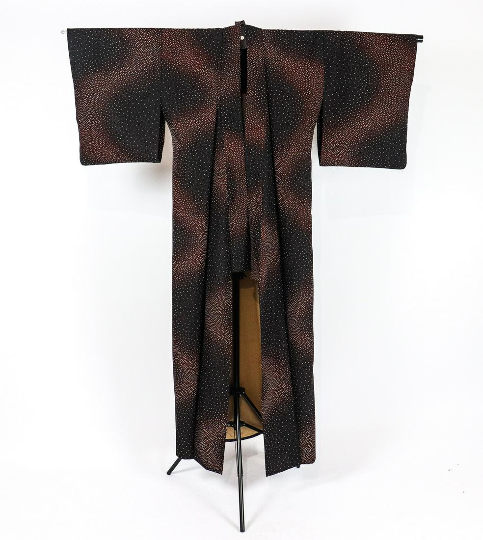 REDDISH BROWN & BLACK COTTON BLEND KIMONO (1 of 3)