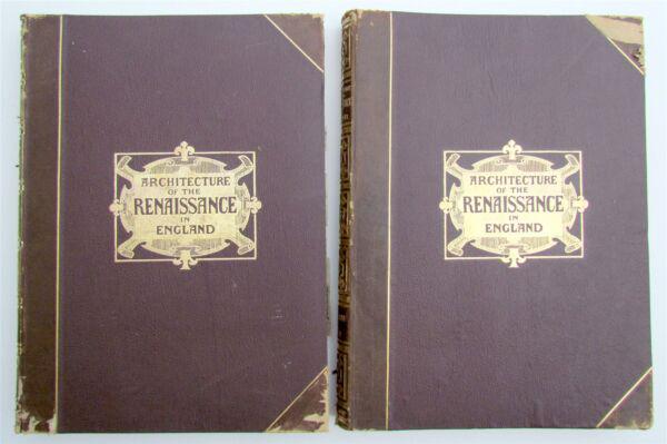 1894 ARCHITECTURE OF RENAISSANCE IN ENGLAND GOTCH antique MASSIVE FOLIO 14x18.5" (1 of 12)