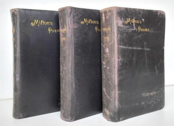 1900s MILTON POEMS & PROSE 3 VOLUMES antique in ENGLISH (1 of 6)