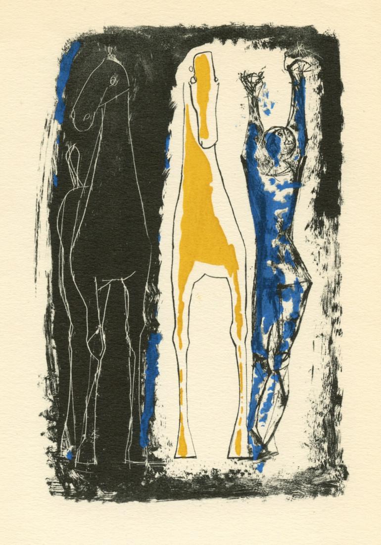 Marino Marini pochoir "Jongleur et deux chevaux" (1 of 1)