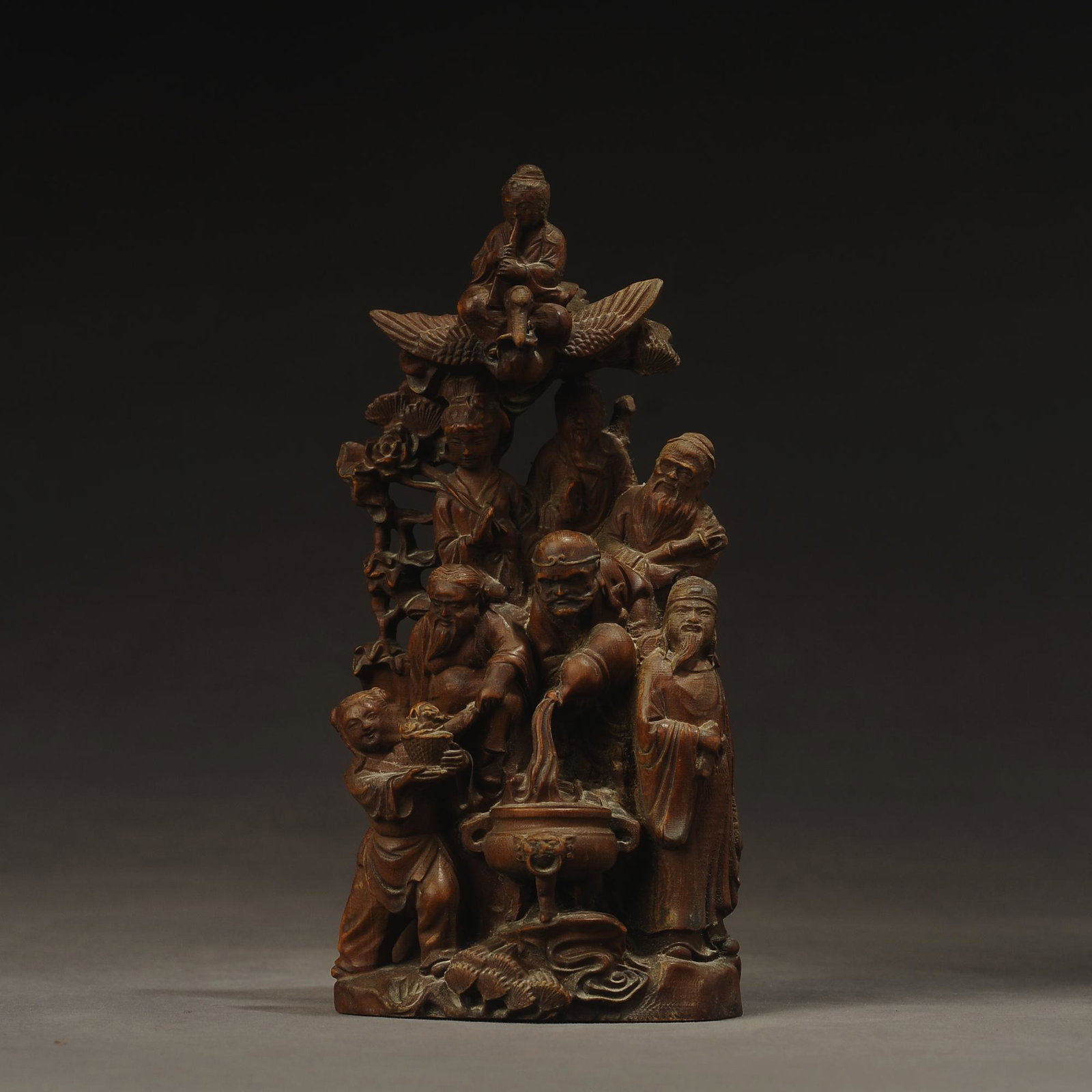 Chinese Antique Hardwood Figure Carving - Eight Immortals Crossing the Sea (1 of 9)