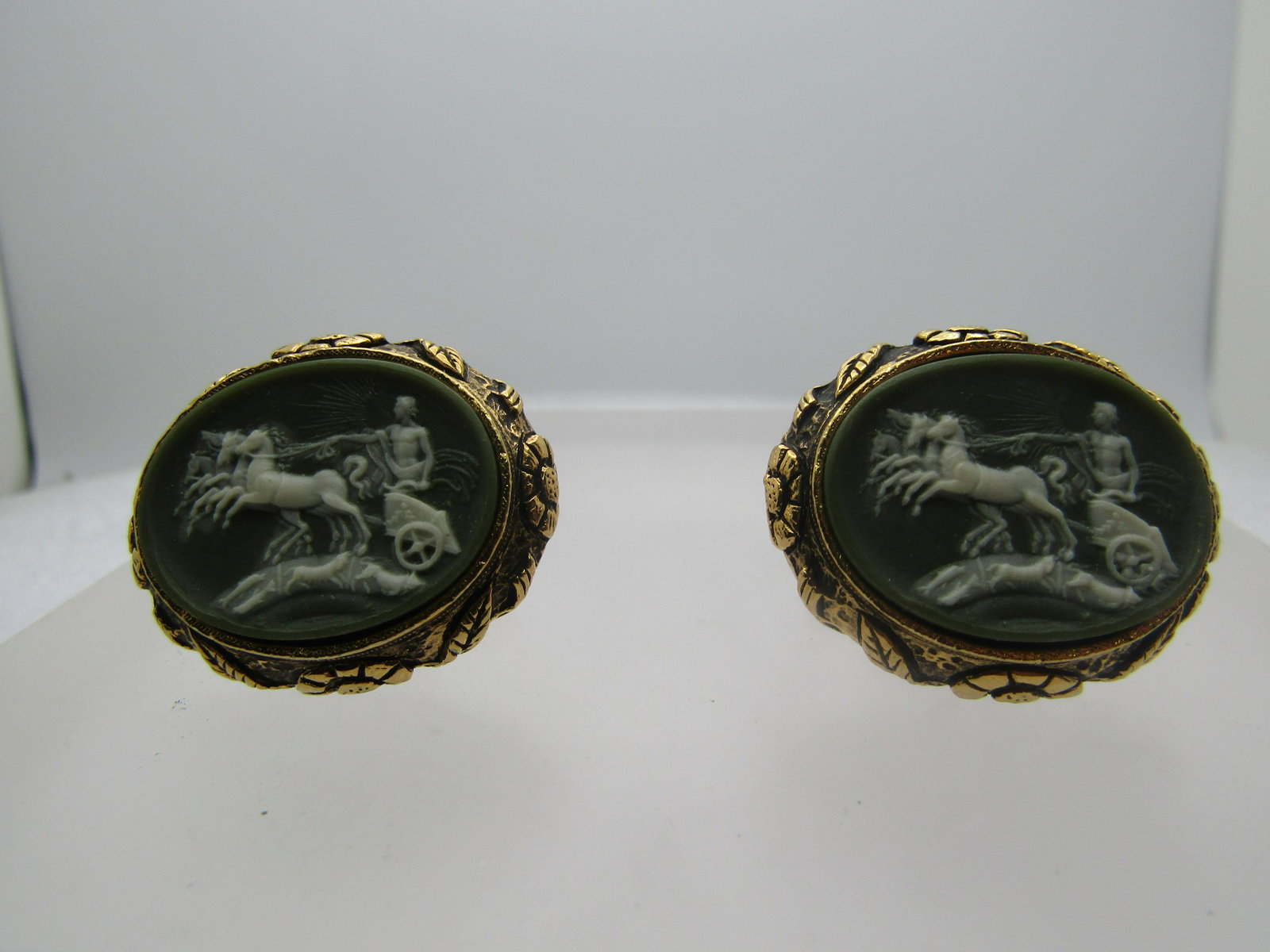 Vintage Helios Sun God, Cameo Cufflinks, Signed Dante , Incolay, 1960's (1 of 5)