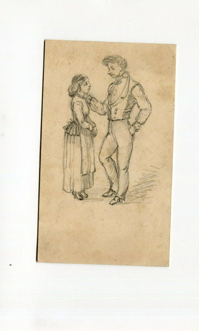 Vintage Pencil Drawing People Couple Portrait (1 of 1)