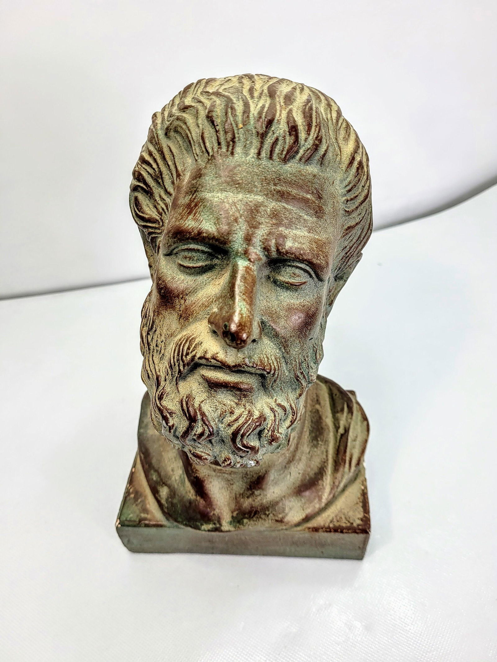 Vintage Neoclassical Bust Hippocrates Greek Physician Chalk or Plaster Table Top Art Sculpture or (1 of 9)