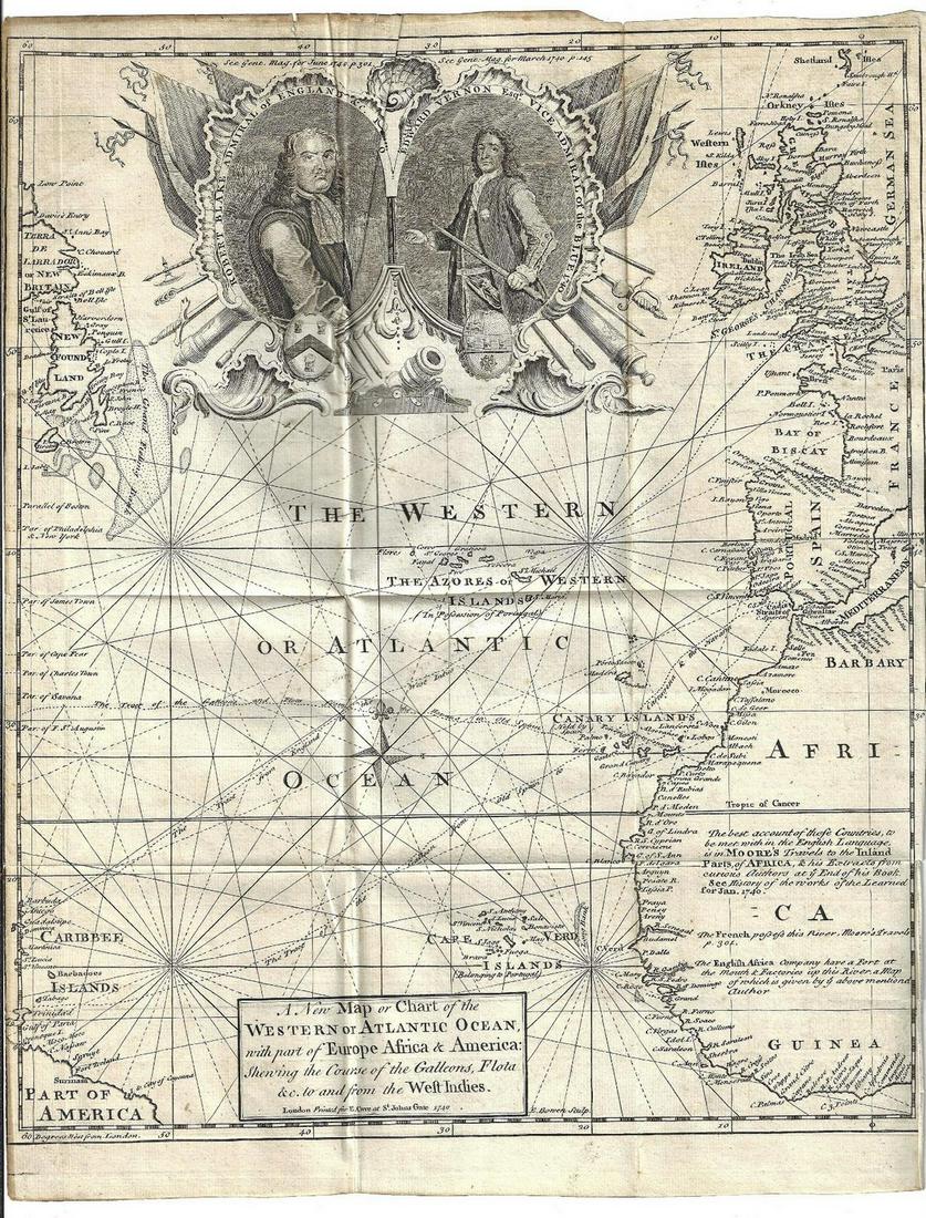 1740 New Map or Chart Western Atlantic Ocean (1 of 2)