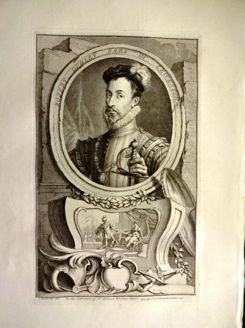 1743 Houbraken Engraving Tudor Robert Dudley (1 of 2)