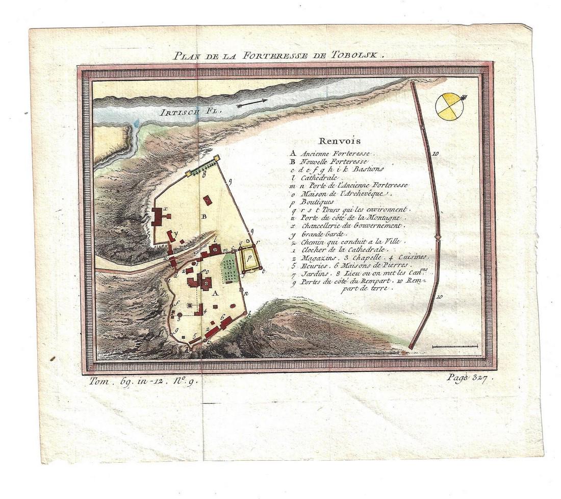 1762 Handcolored Engraving Russian Fortress (1 of 1)