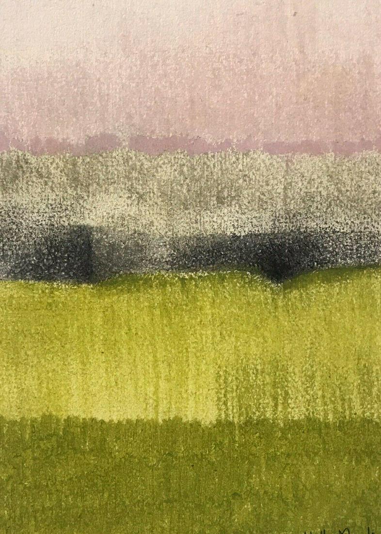 ARLETTE MARTIN (b.1924) SUPERB FRENCH GEOMETRIC ABSTRACT PAINTING - GREEN SHADES 20th Century (1 of 8)