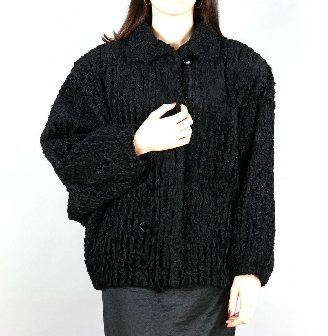 BLACK PERSIAN KARABUL BOMBER JACKET EU: 2XL; US: 24 (1 of 10)