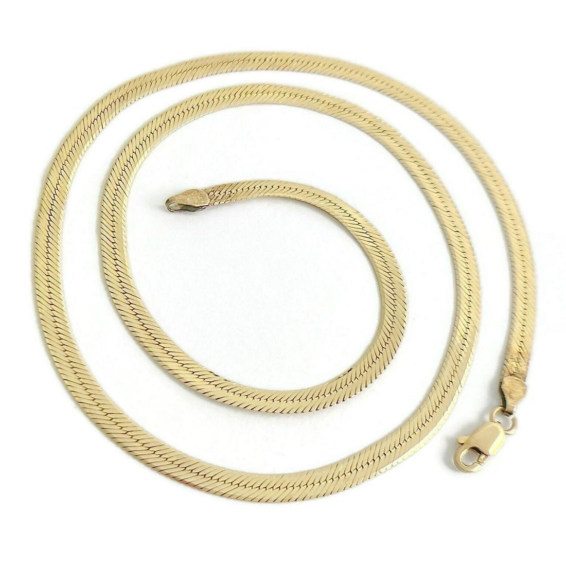 Vintage Italian Herringbone Chain Necklace 14K Yellow Gold, 18 Inches, 8.89 Gram (1 of 5)
