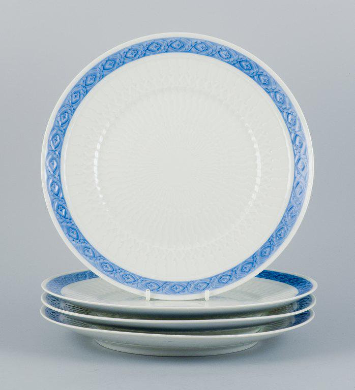 Royal Copenhagen Blue Fan, four dinner plates.: Royal Copenhagen Blue Fan, four dinner plates. 1969-74. Designed by Arnold Krog in 1909. Model number 1212/11519. Marked. In perfect condition. First factory quality. Dimensions: 25.5 cm. Reserve: $25