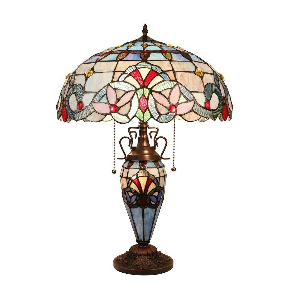 25" Stained Glass Lighted Base Table Lamp (1 of 8)