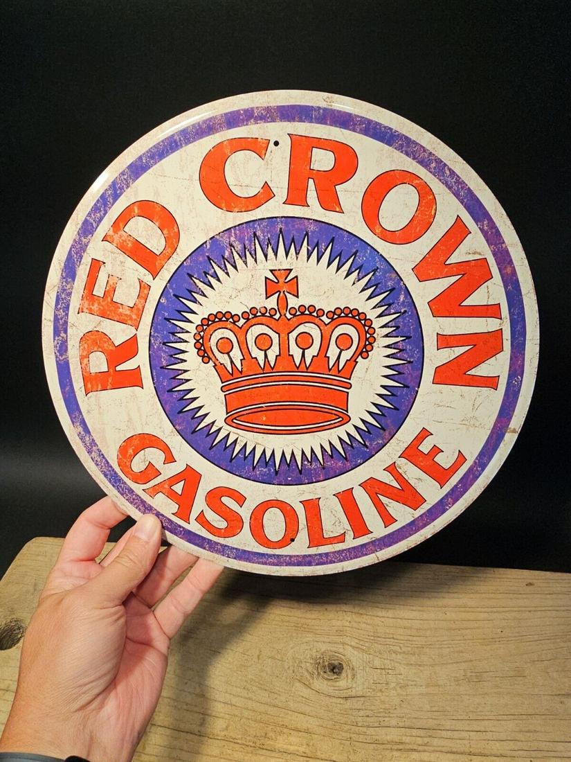 12" Round Metal Gasoline Sign Plaque (1 of 11)