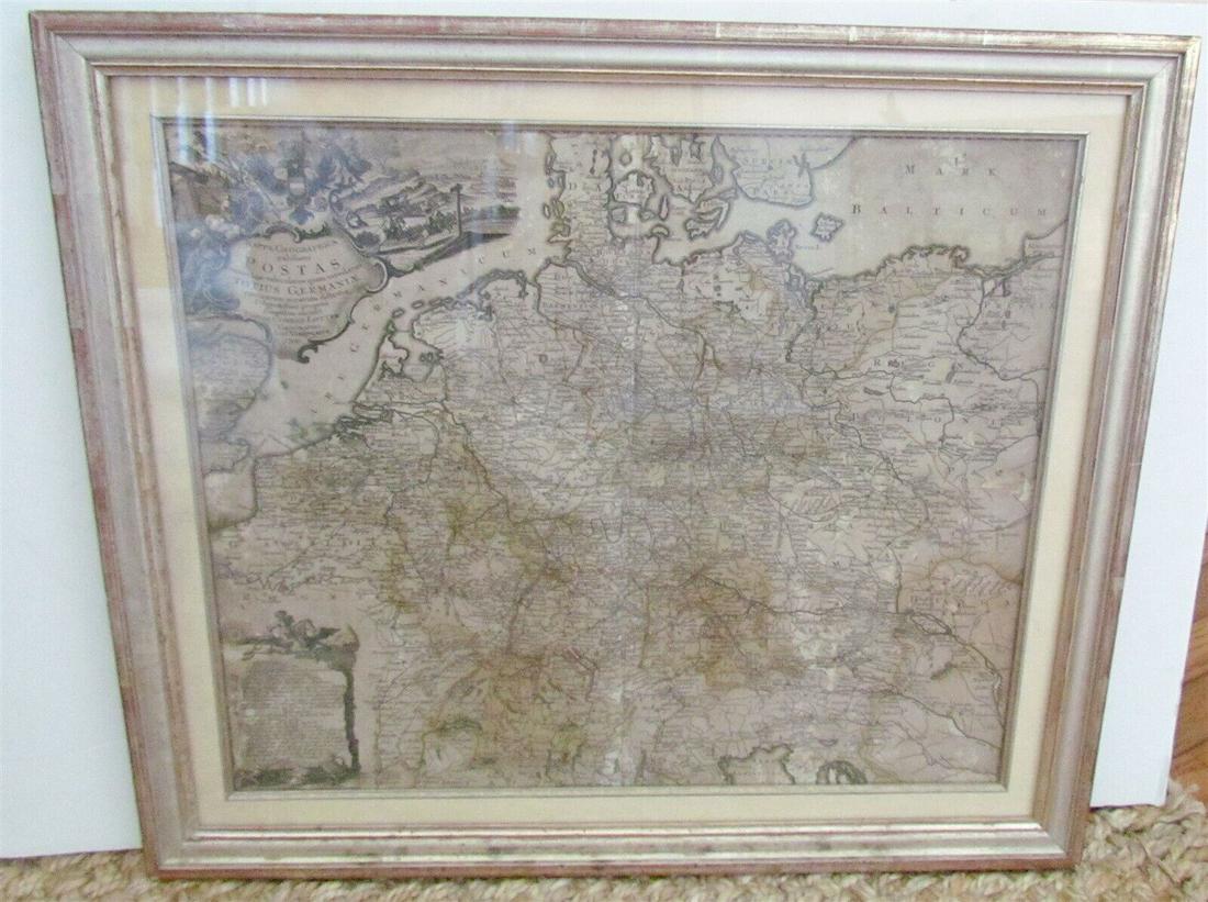 1769 ANTIQUE MAP of EUROPE framed EUROPEAN POSTAL ROADS & STATIONS (1 of 1)