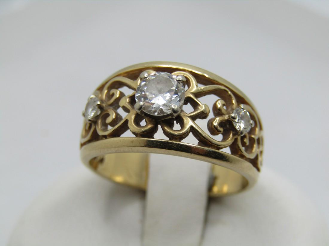 Vintage 14kt Diamond Open Band Ring, Sz. 8, Scrolled. .65 TCW. (1 of 8)