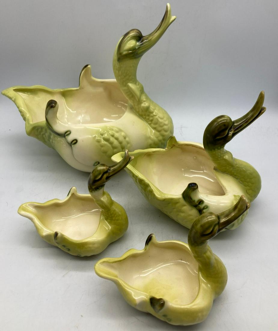 1950'S HULL CHARTREUSE GREEN SWAN PLANTER SET (1 of 7)