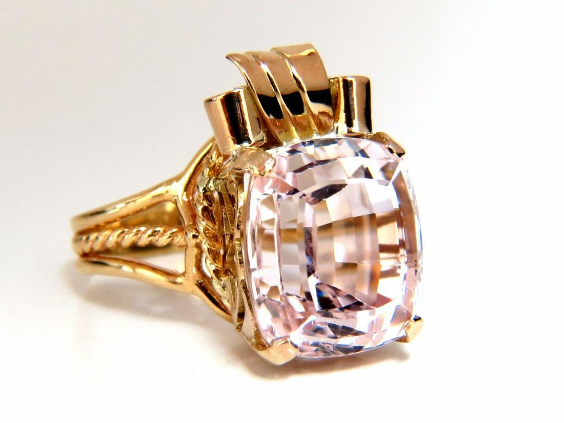 14.60ct natural Pink Kunzite Victorian solitaire ring 14kt+ (1 of 6)