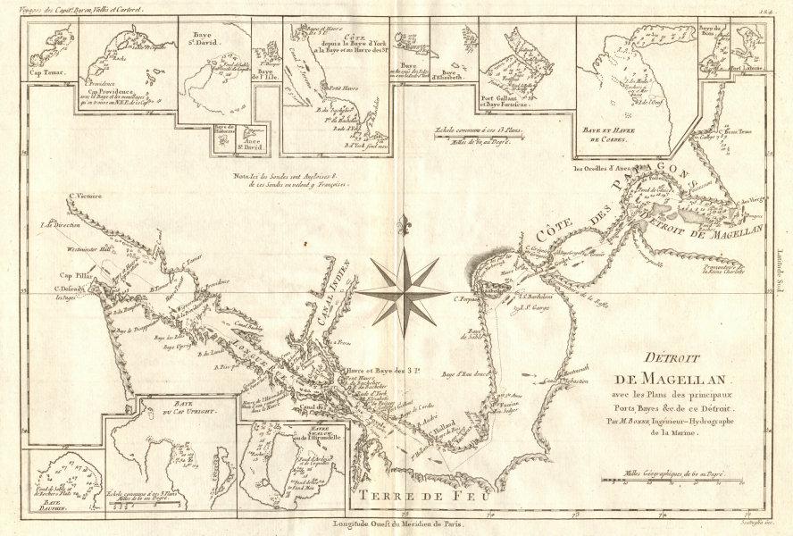 DÃ©troit de Magellan. Strait of Magellan. Chile. BONNE 1790 old antique map (1 of 2)