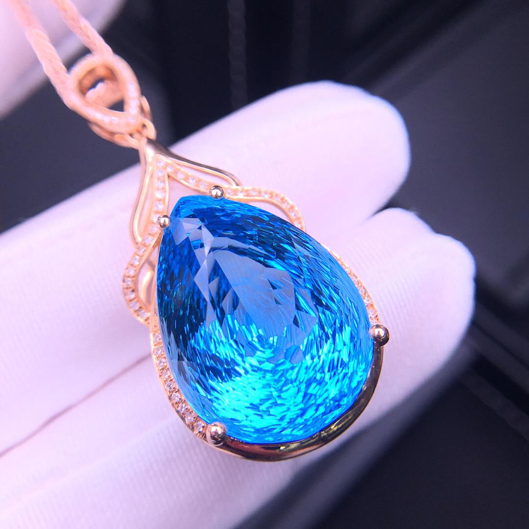 18K Rose Gold 27.25 CT Topaz & Diamond Pendant (1 of 6)