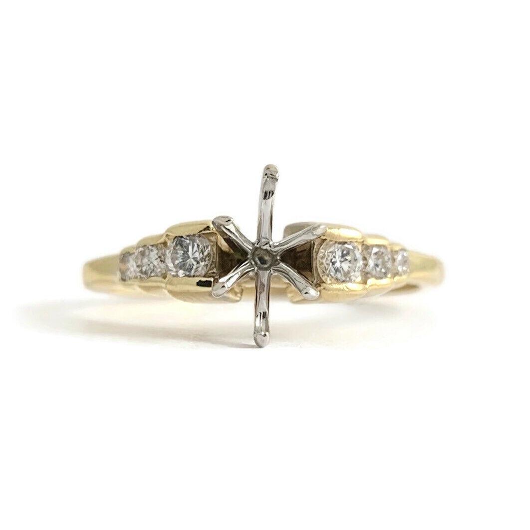 Marquise Diamond Step Engagement Ring Setting Mounting 14K Yellow Gold, 2.02 Gr (1 of 11)