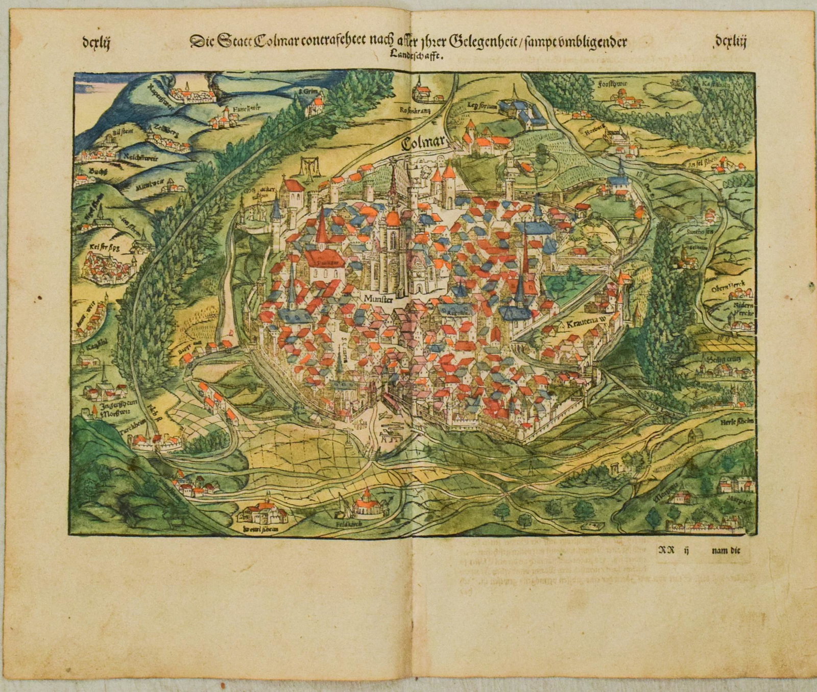 1578 Munster Map of Colmar -- Die Statt Colmar Contrafehtet nach aller irer Gelegenheit / sampt (1 of 1)