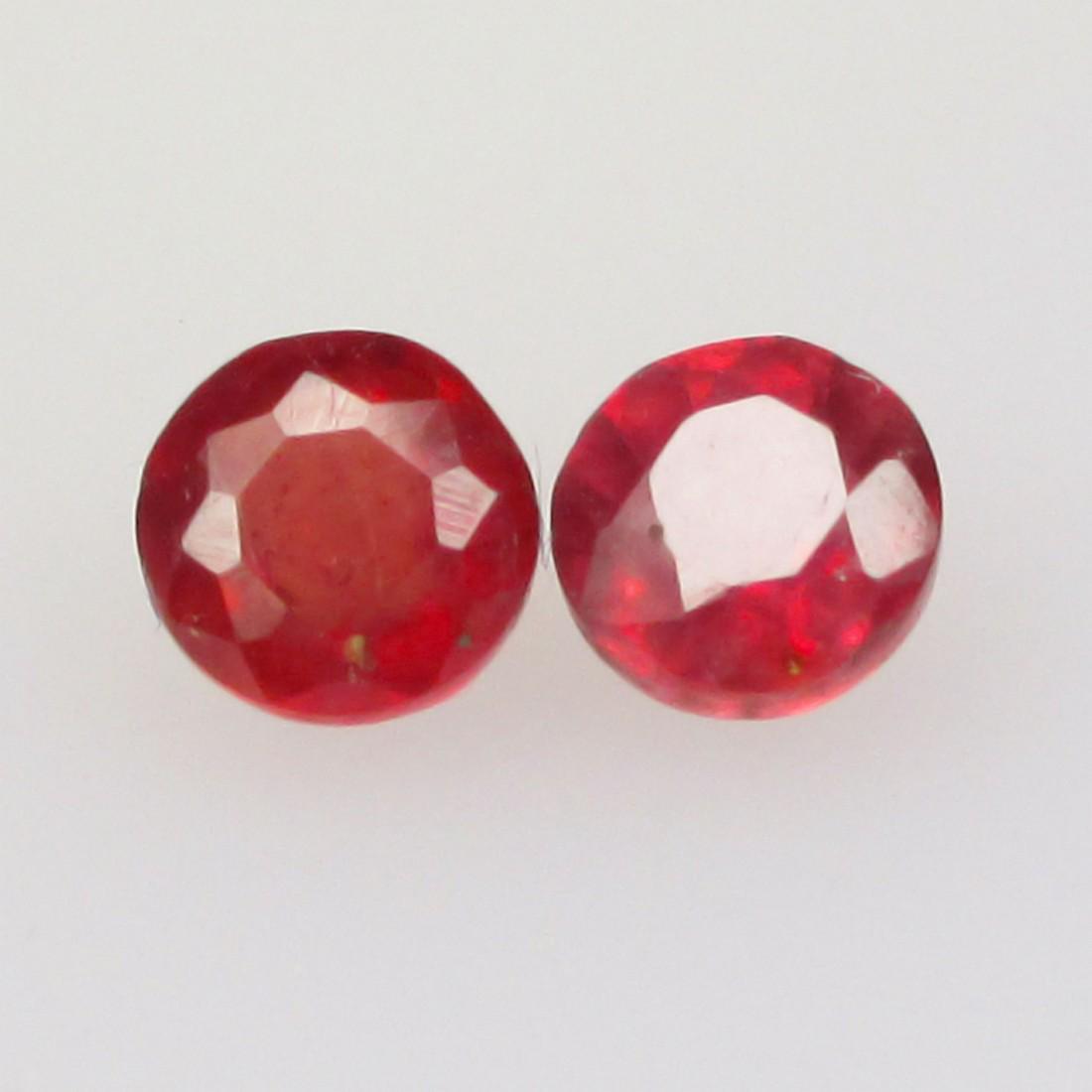 0.76 Ctw Natural Mozambique Red Ruby Round Pair (1 of 2)