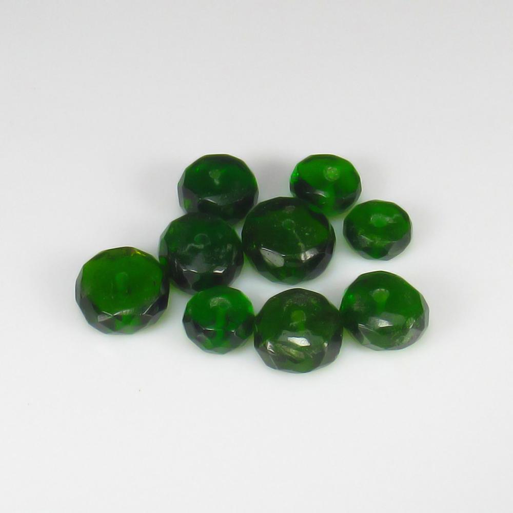 Natural Chrome Diopside Beads - 10.81 Ct: No Reserve! Title: Natural Chrome Diopside Beads - 10.81 Ct Origin: Russia Weight: 10.81 Size/Dimensions: 5.0 - 7.0 mm Additional Information: Pieces : 9 No's / Shape : Round Drilled Beads / Color : G