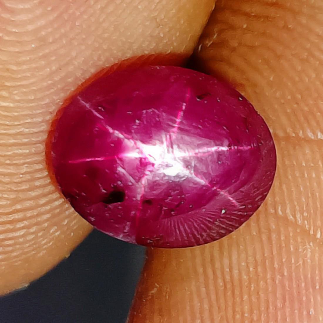 3.12 Ctw Natural Six Line Red Star Ruby Oval Cab (1 of 2)