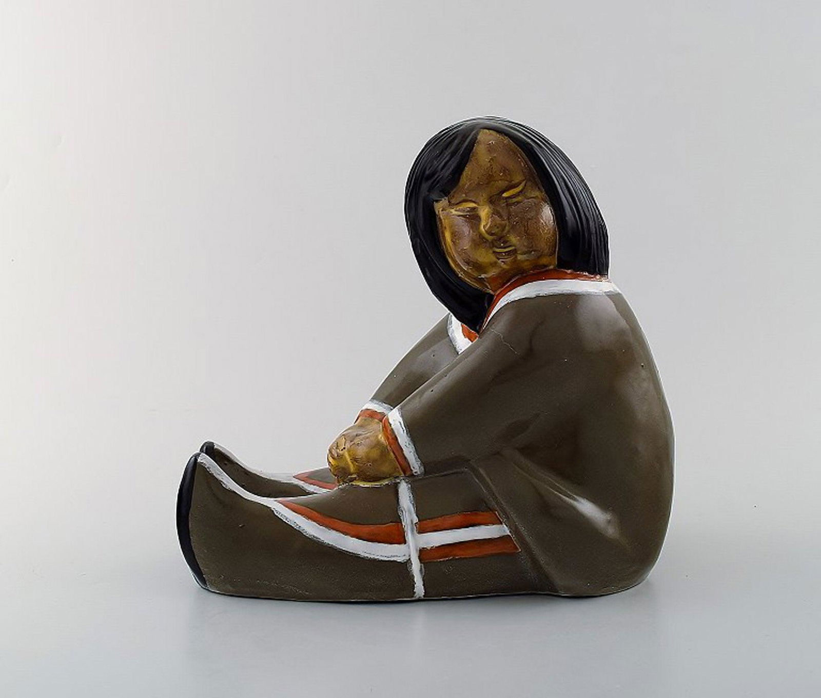 Vicke Lindstrand for Upsala-Ekeby. Ceramic figure, Greenlandic girl.: Vicke Lindstrand for Upsala-Ekeby. Ceramic figure, Greenlandic girl. Signed. In perfect condition. Measures: 24 x 22 cm. Reserve: $329.00 Shipping: Domestic: Shipping rates are determined by destinati